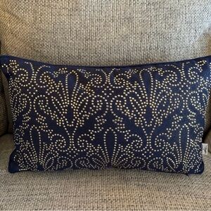 Elegant Navy and Gold Accent Pillow